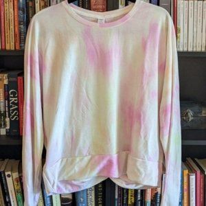 Old Navy active long sleeve pullover top pink tie dye size medium open back